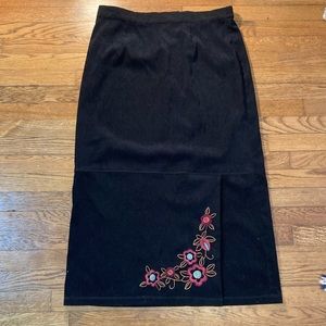 Boho Embroidered Faux Suede Maxi
